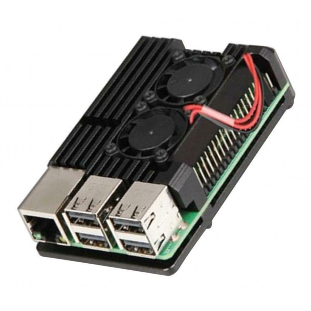 Black Heat-Sinks Case For Raspberry Pi3 2B 3B Box Alloy w/ Double Fans