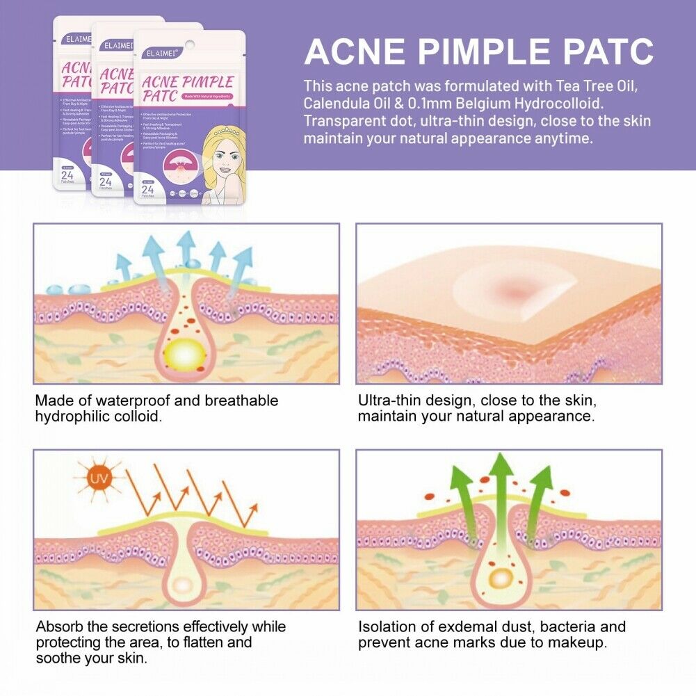 24Pcs/Sheet Invisible Acne Patches Anti-Acne Colloidal Acne-Covering Patch