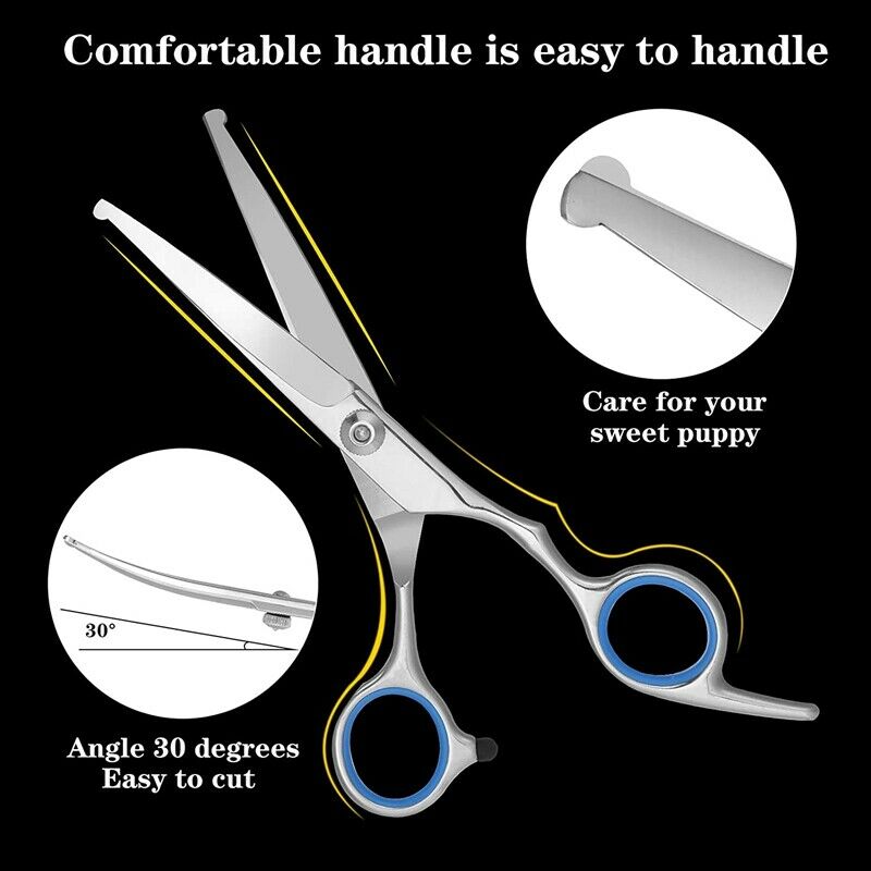 Dog Grooming Scissors Kit with Safety Round Tip Thinning Cutting Shears withY6O4