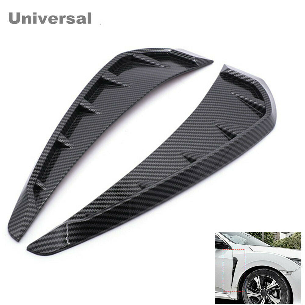 2PCS Car Carbon Fiber Pattern Side Door Fender Vent Air Wing Cover Decorate Trim