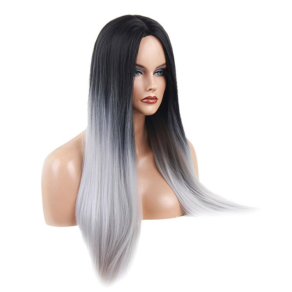 24 inch Natural Long Straight Wigs for Black Women Synthetic Middle Part Wig
