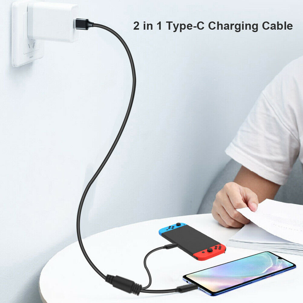 2 in 1 USB C Cable for Nintendo Switch Switch Lite Console Pro Controller @
