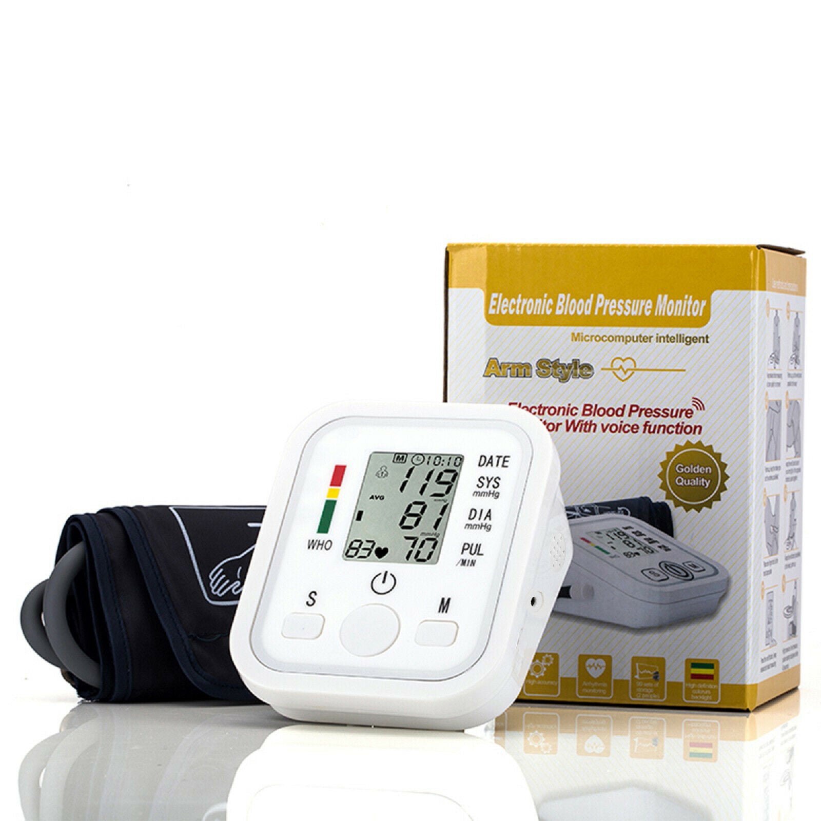 Automatic Upper Arm Blood Pressure Monitor Digital BP Cuff Machine Pulse Meter
