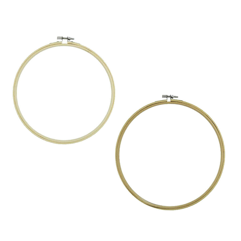 2Pcs Bamboo Embroidery Hoop Wooden Cross Stitch Frame Round DIY Needlework