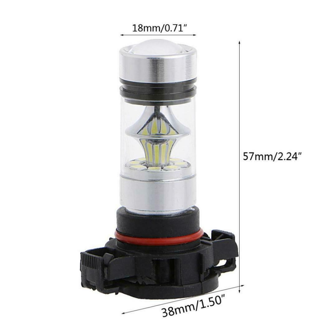 2X H16 6000K 100W High Power LED Projector Foglight Bulbs Lamps HID White