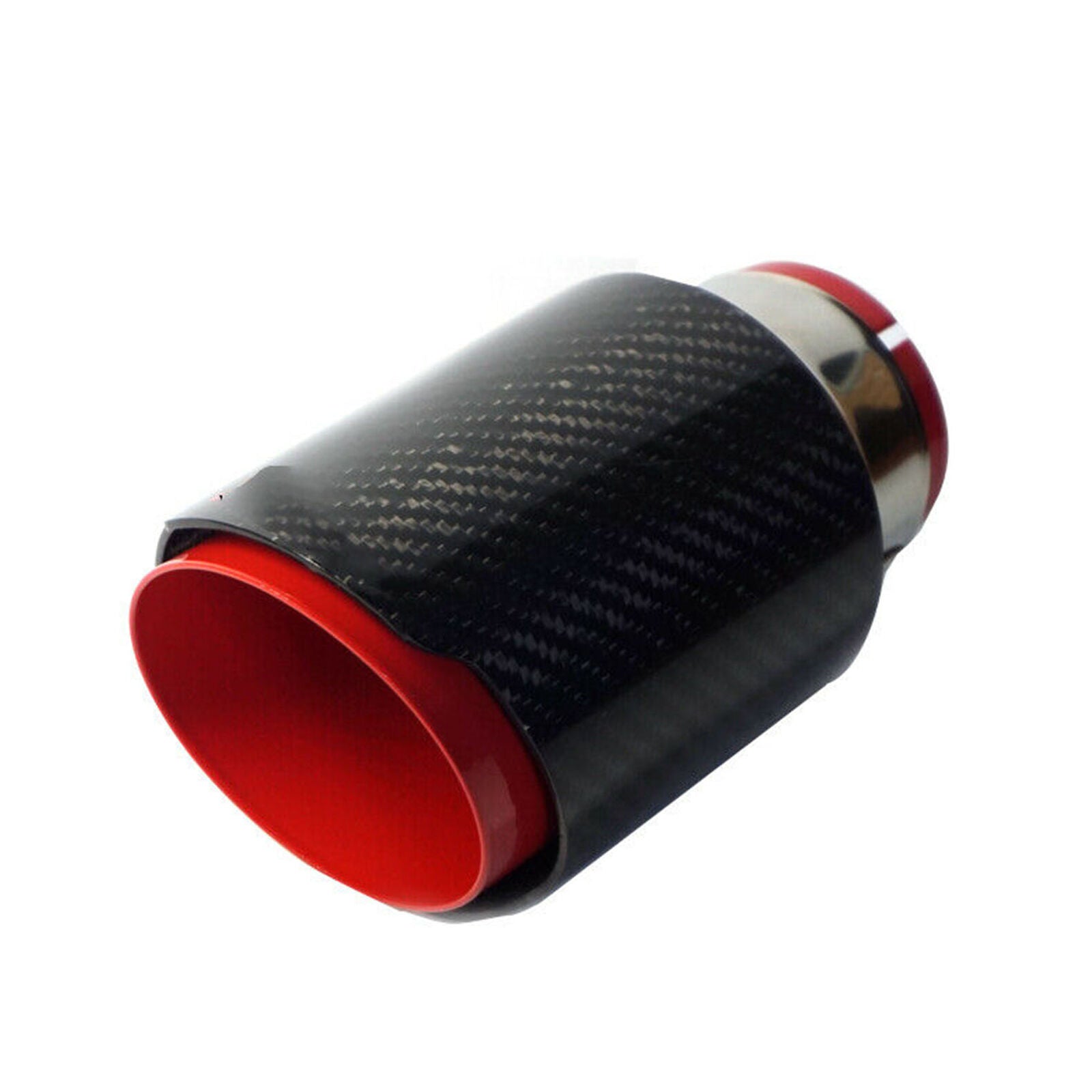 Car Exhaust Tip Muffler Pipe Red Steel Black Carbon Fiber 2.5" Inlet Universal