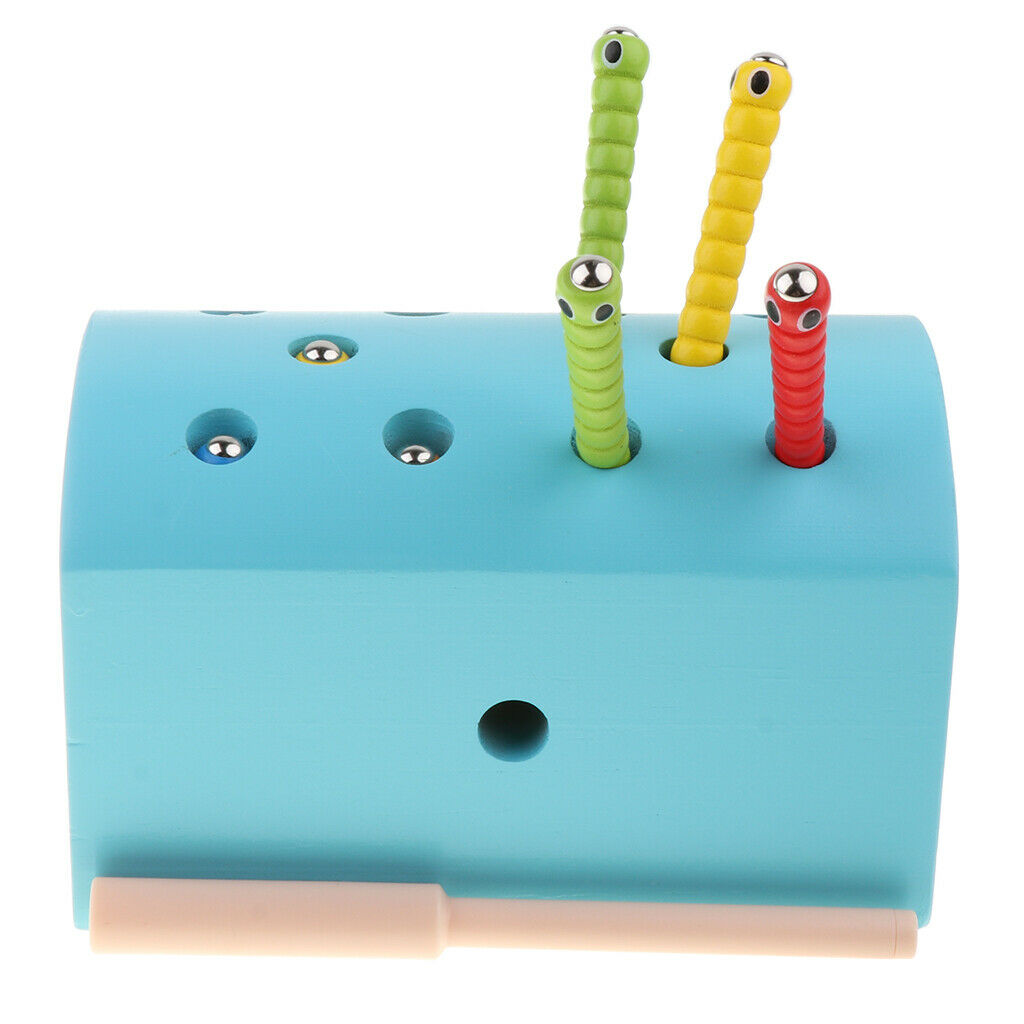 Wooden Magnetic Catch Insects Pretend Fishing Game Toys Kids Baby Toddler