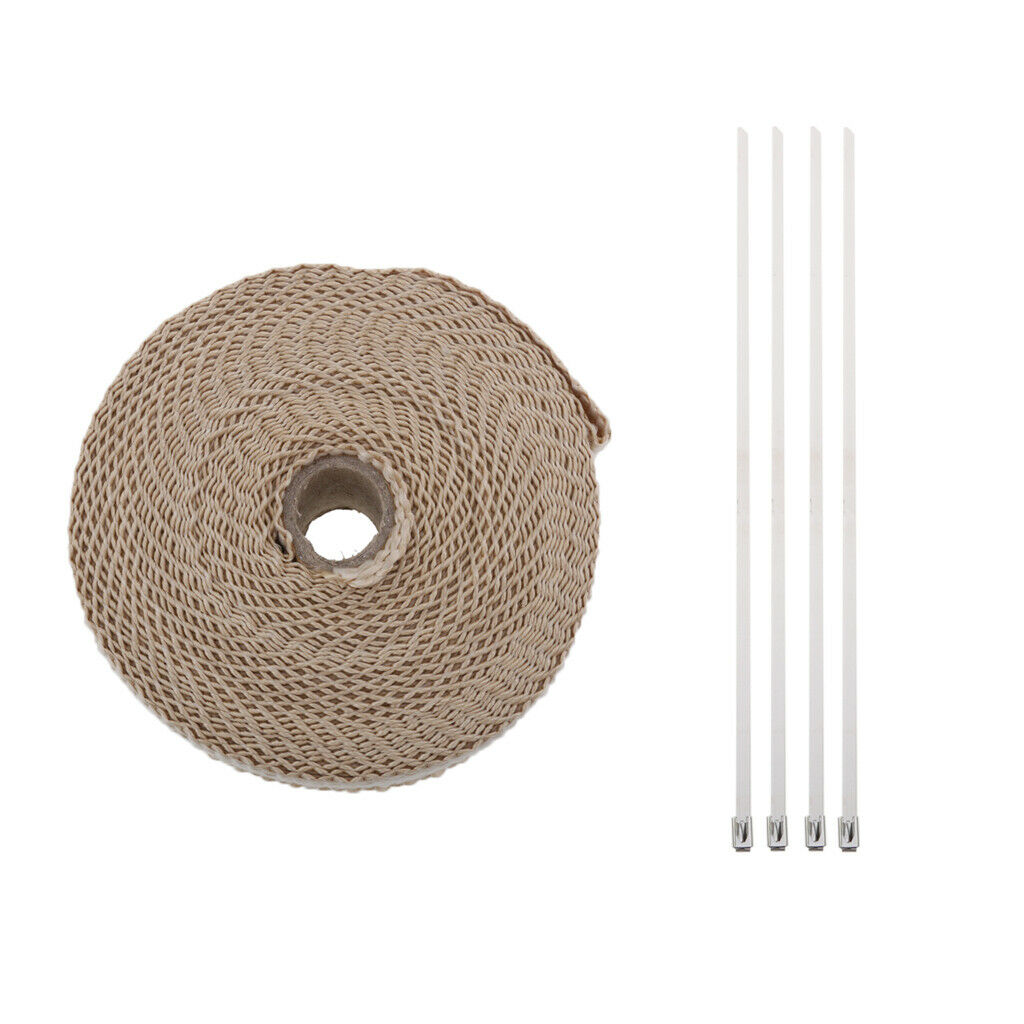 Motorcycle Cafe Racer Seat Brown +2" 32Ft Fiberglass Exhaust Heat Wrap Beige