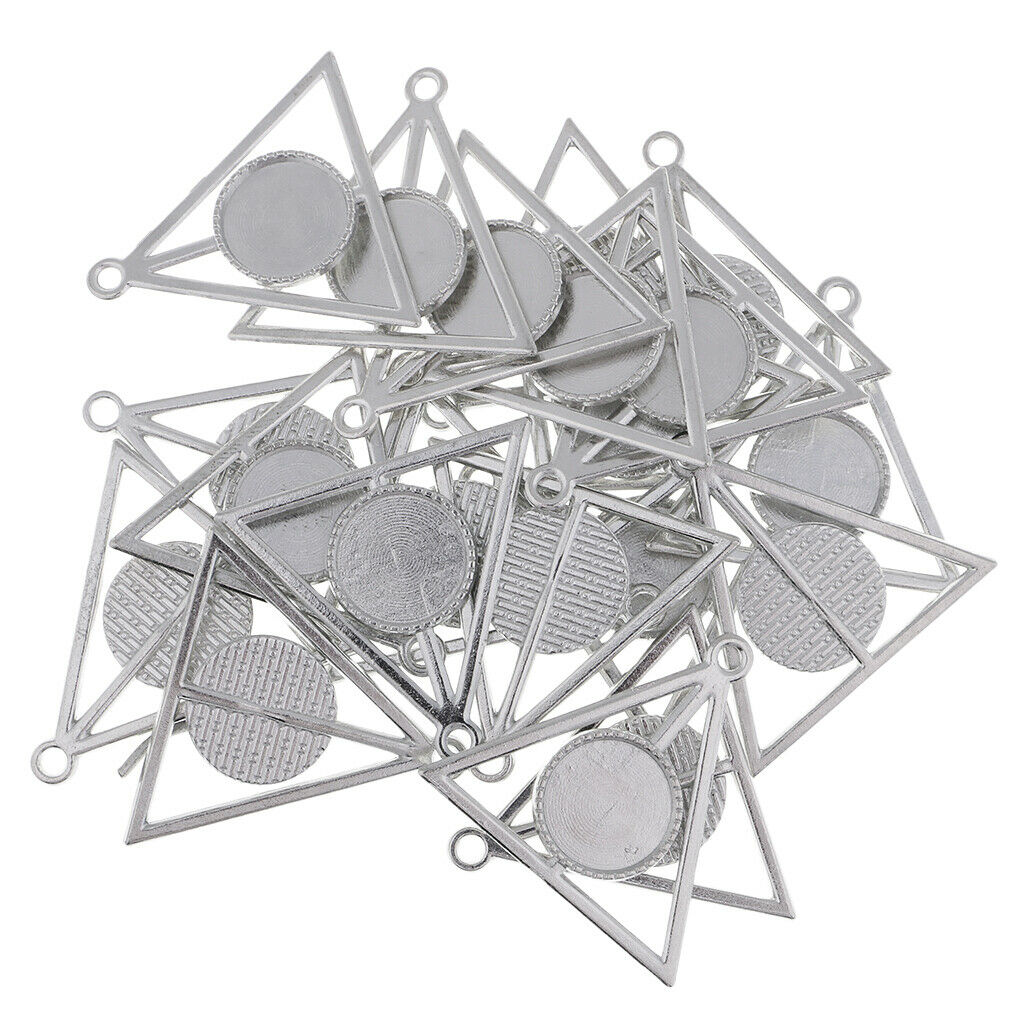 20Pc Blank Round Bezel Tray Base 16mm Cabochon Jewelry DIY Charms Pendants
