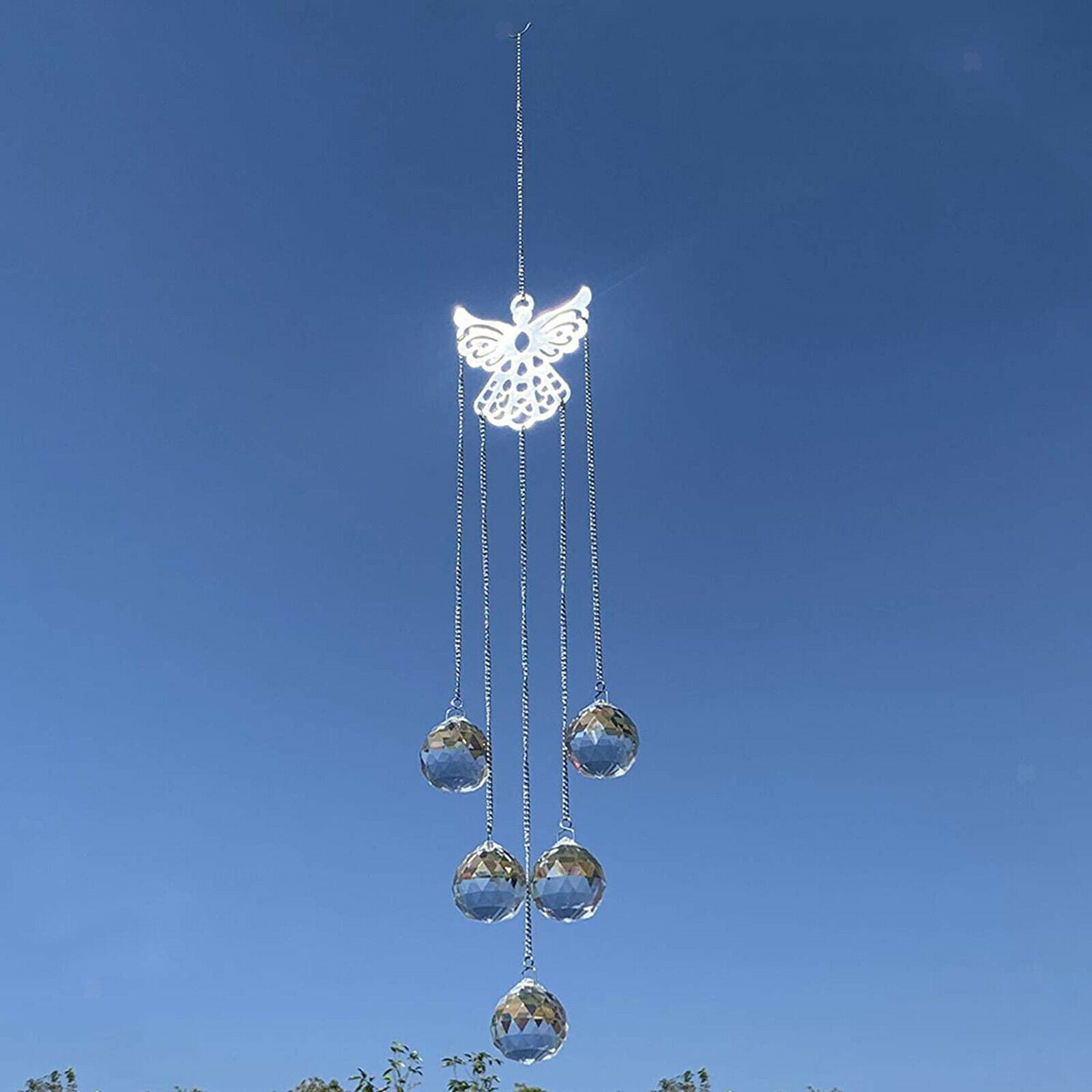Clear Crystal Prisms Suncatcher Glass Beads Rainbow Maker Windchime Ornament
