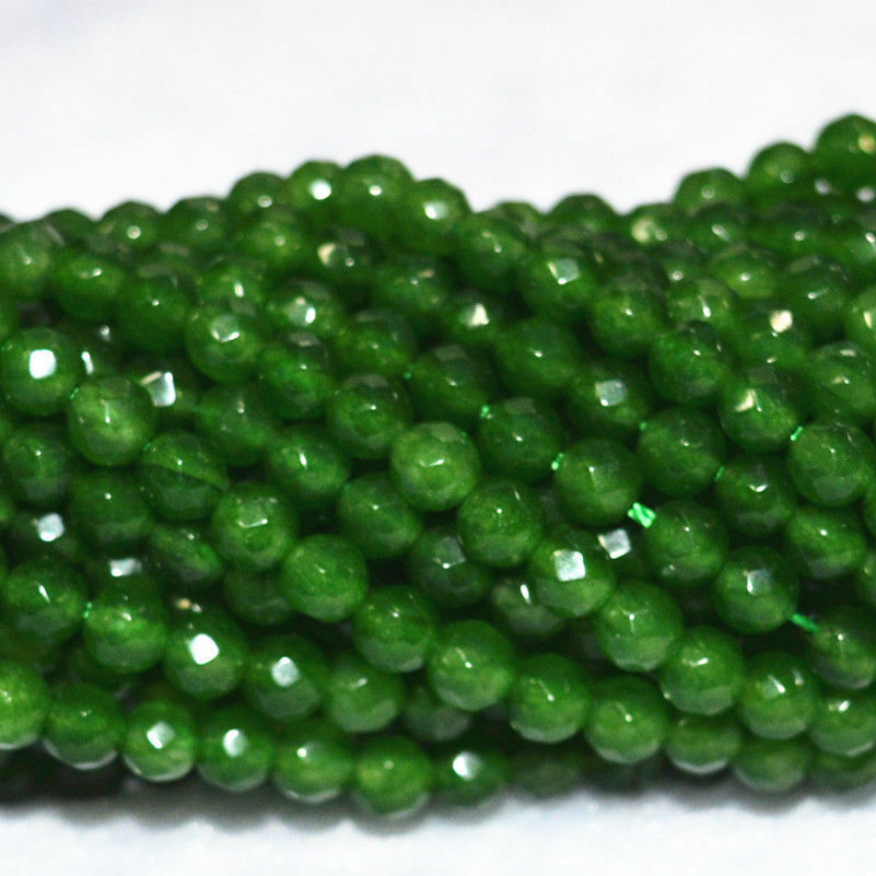 Wholesale 10pcs Natural 4mm Faceted Dark Emerald Gems Loose Beads 15''AAA