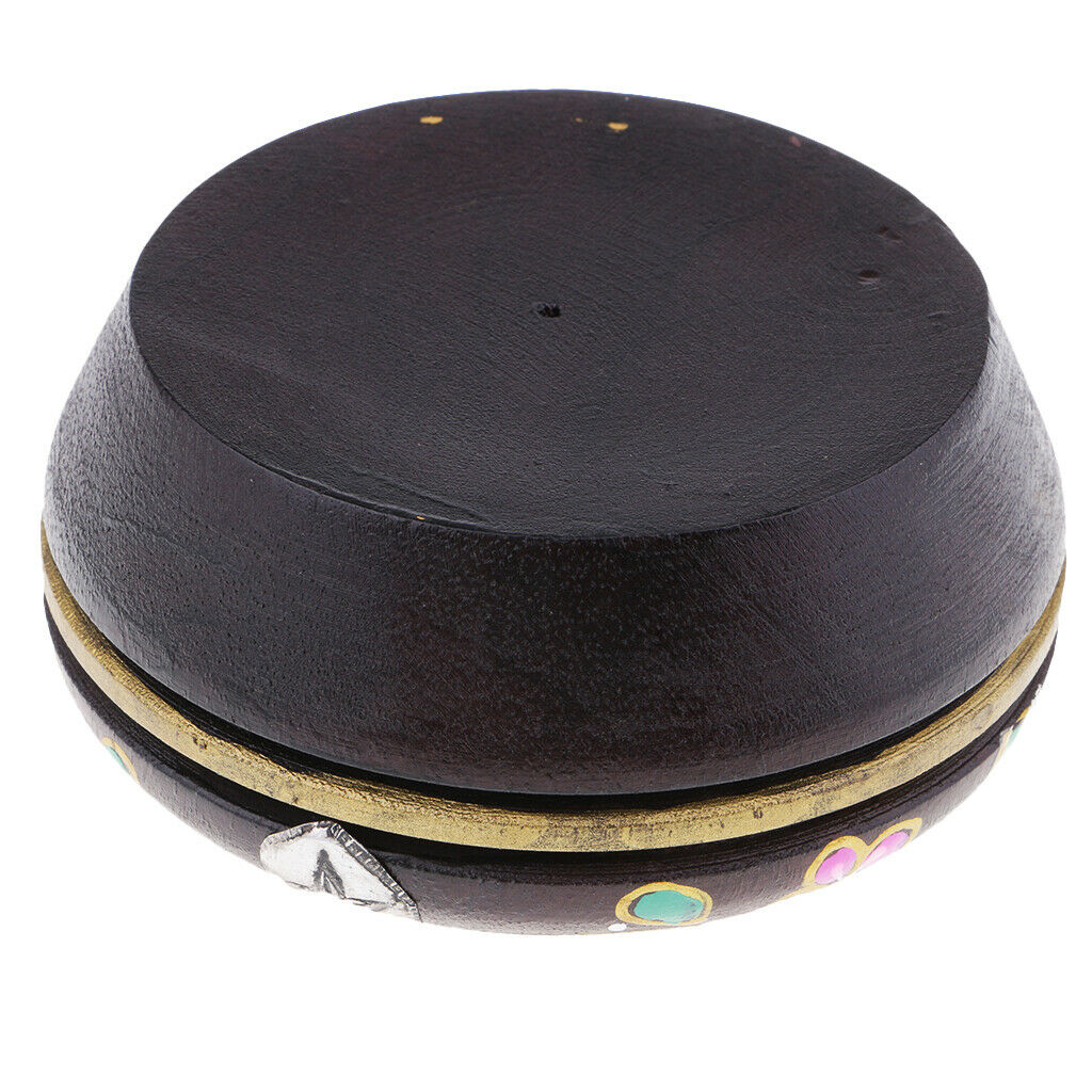 2x Leopard/Painted Print Solid Wooden Ashtrays Round Thailand Style Ashtrays