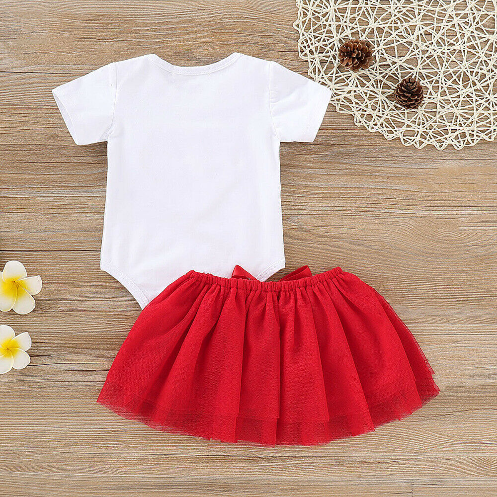 Newborn Baby Kids Girls 2Pcs Outfits Clothes Romper Tops+Tutu Dress Skirt Set