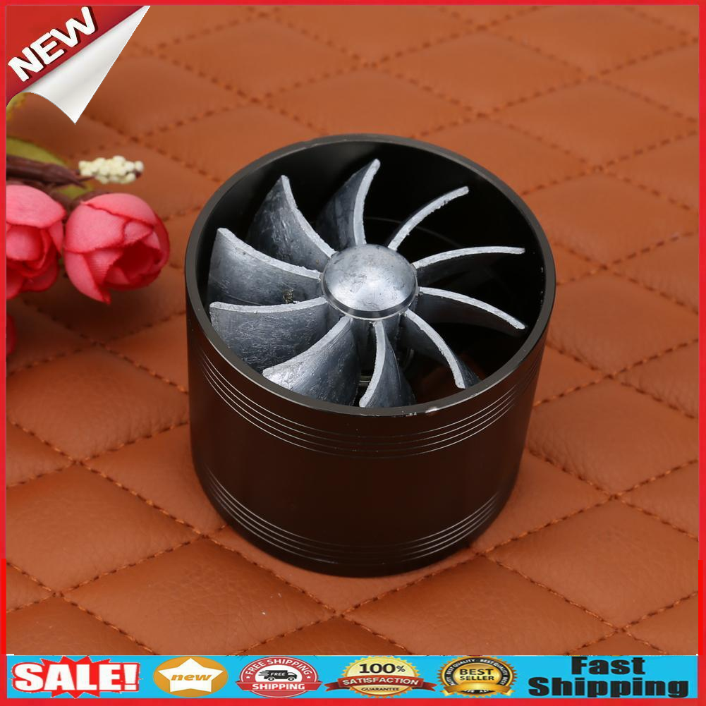 Car Turbo Charger Air Intake Gas Fuel Saver Car Refitting Fan Vent(Black) @