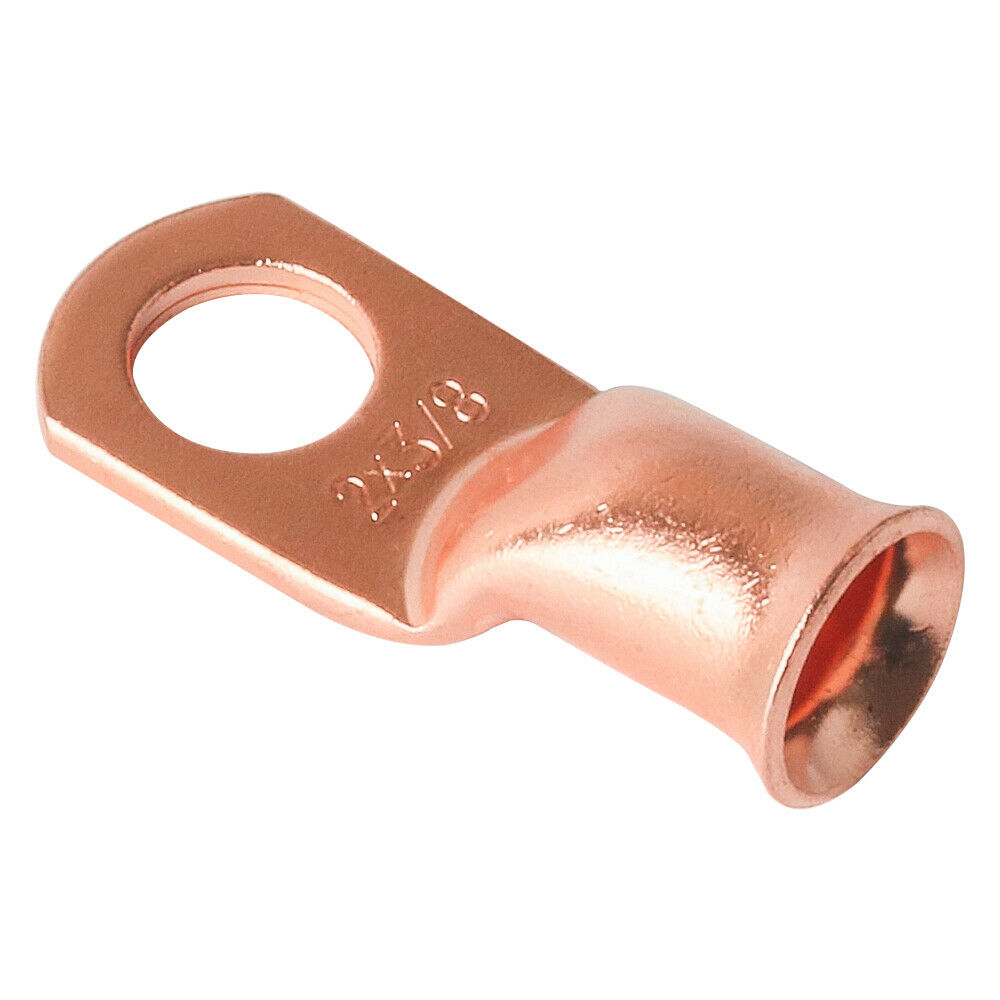 10 PCS 2AWG-3/8" Battery Welding Bare Connectors Copper Lug Ring Terminals