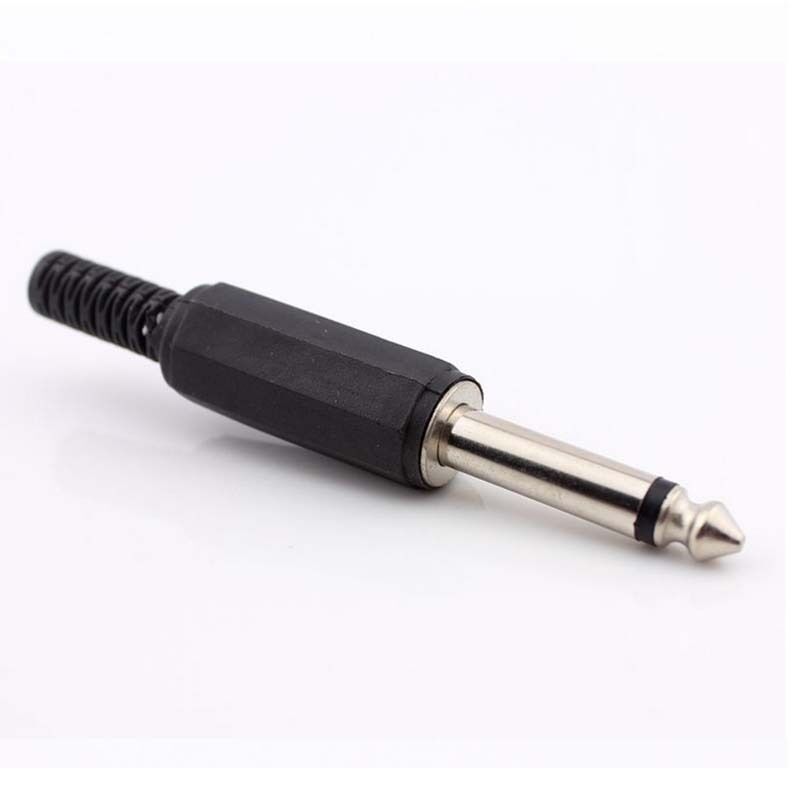 6.35mm MONO 1/4" Male Jack Plug Cable CONNECTOR Black Plastic Solder Adapter NEW