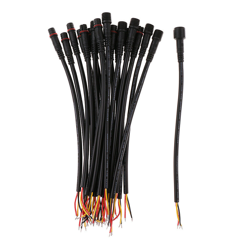 Pack Of 20 Male+Female 0.3 Square IP65 3 Pin Plug LED Connecting Wires