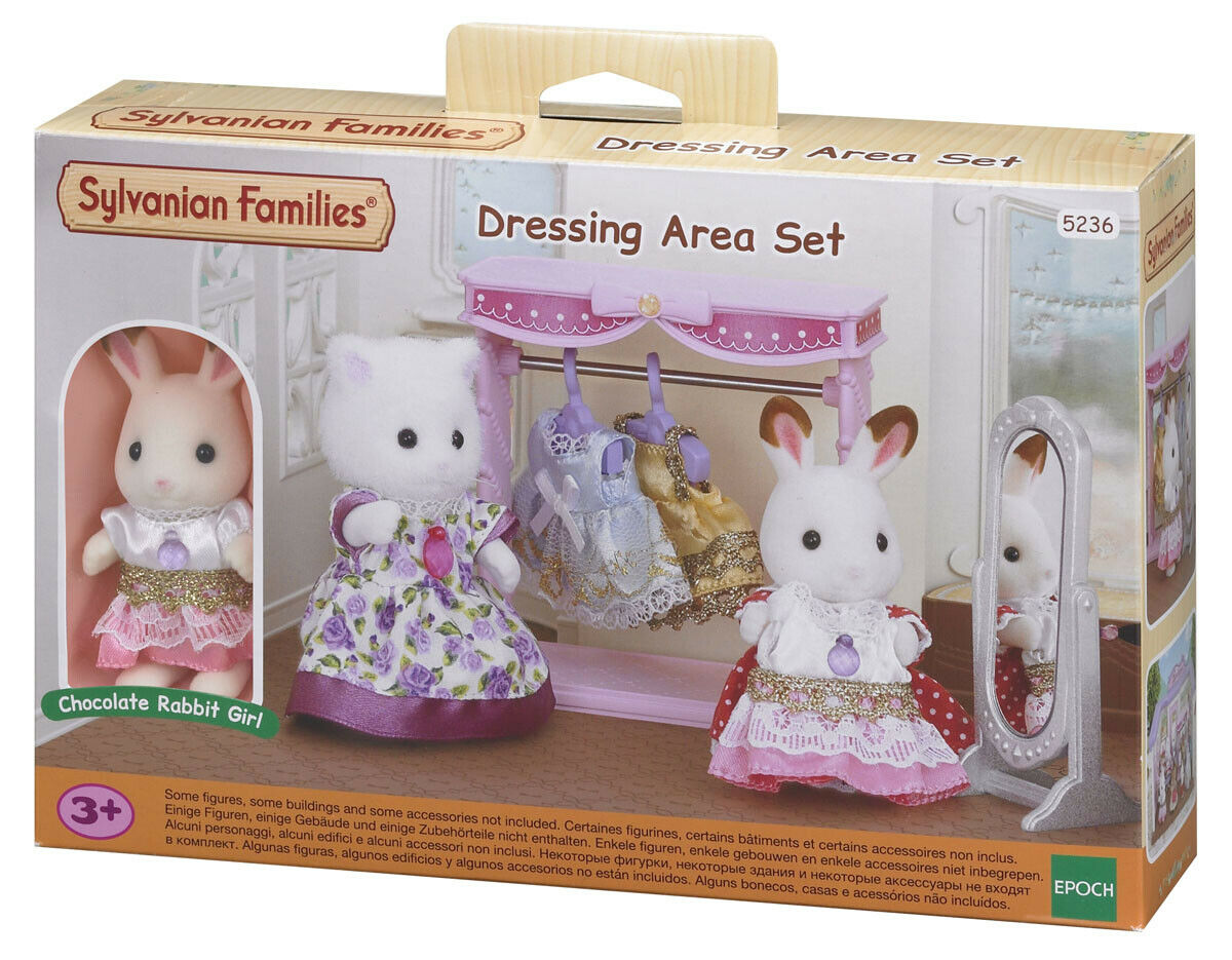 New! 5236 Sylvanian Families Dressing Area Set inc Chocolate Rabbit Girl Age 3+