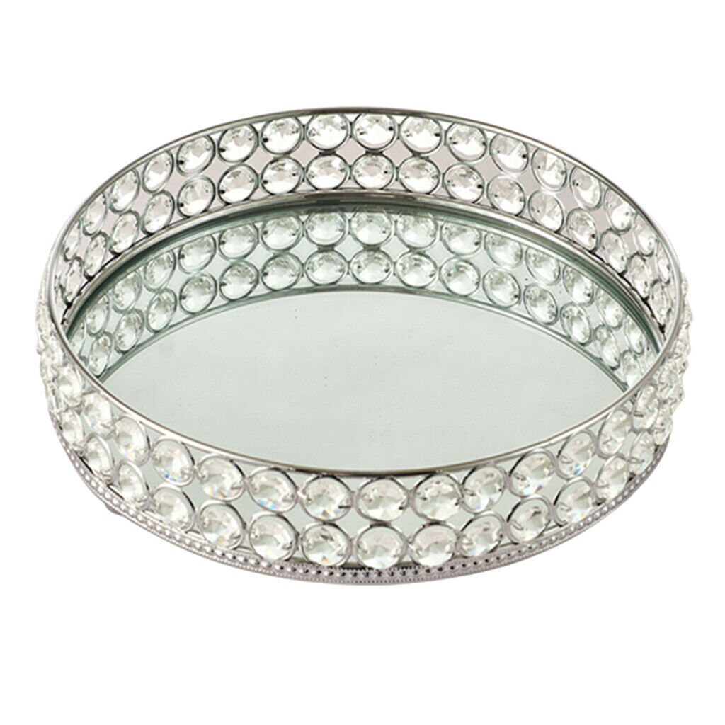 Crystal Vanity Makeup Tray Jewelry Organizer Decorative Storage Tray