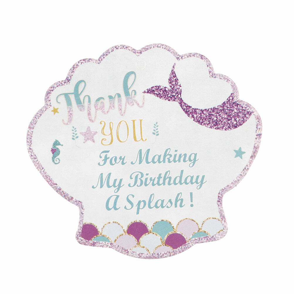 24pcs Thank You Tags Mermaid Shell Tags with String Gift Box Packaging Lab.l8