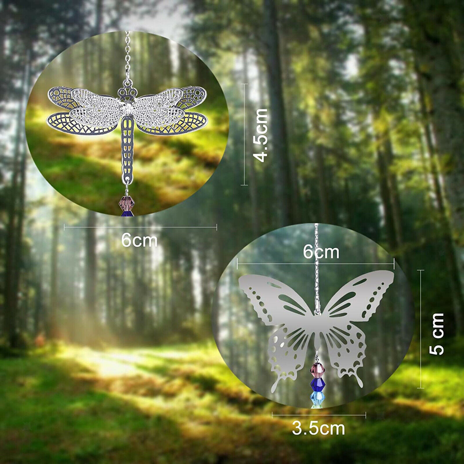 6Pcs AB Color Crystal Suncatcher Prisms Rainbow Maker Dragonfly Decoration