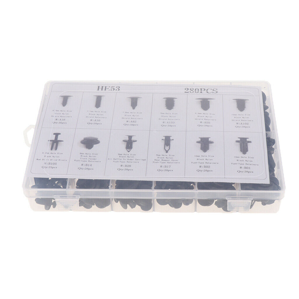 280 Pieces Universal Car Plastic Rivets Fastener Bumper Push Pin Clip HE53
