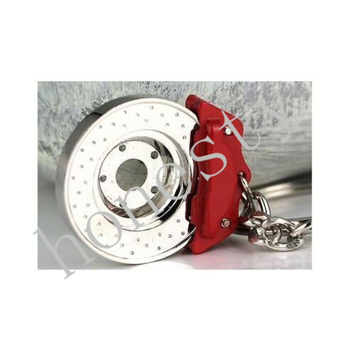 Fashion Mini JDM Car Parts Tuning Red Brake Disc Shape Keychain Keyring