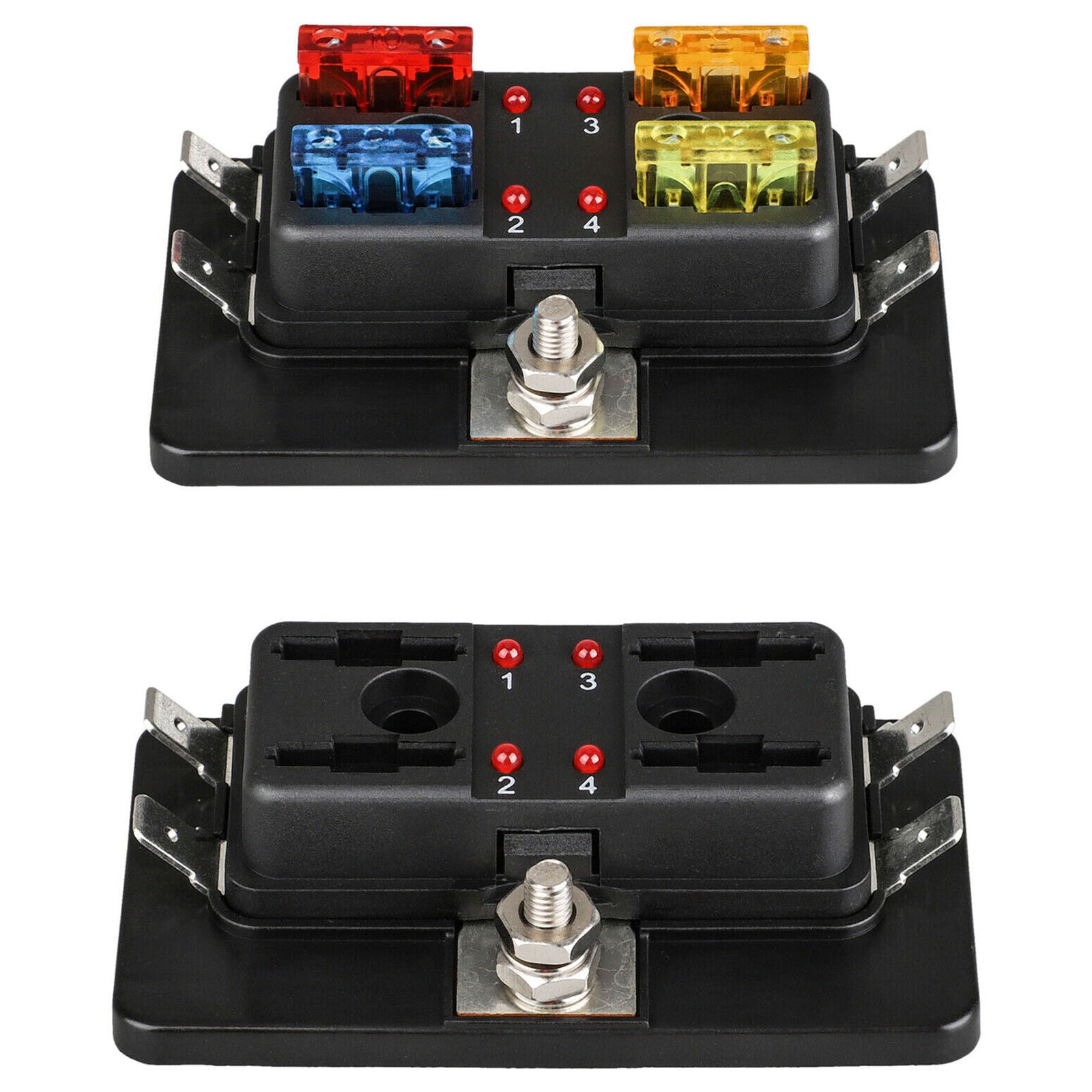 4Way 12V 24V Auto Car Power Distribution Blade Fuse Holder Box Block Panel Board