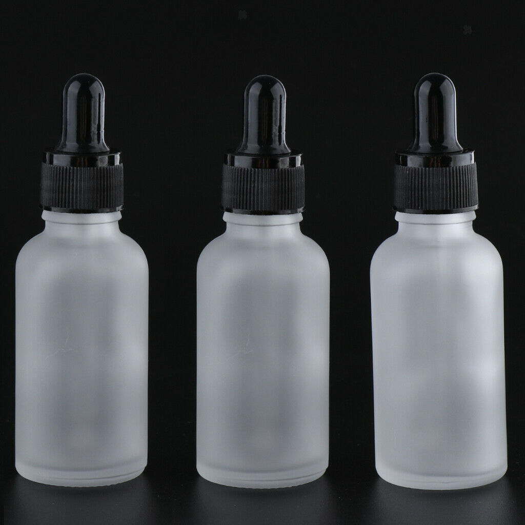 3Pcs 30ml Frosted Glass Mini Refillable Essential Oil Dropper Bottles