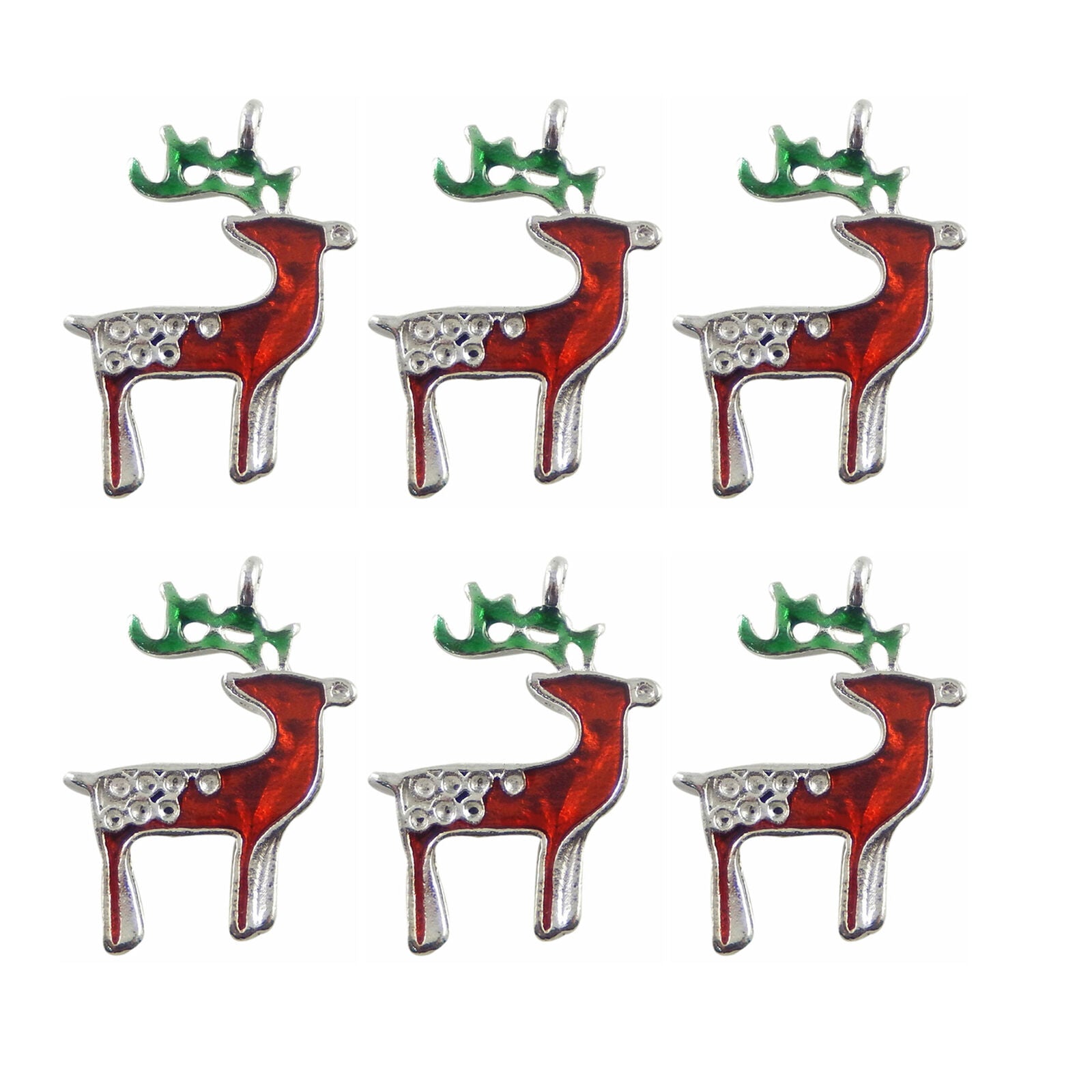 8 pcs Alloy Reindeer Charm Enamel Elk For DIY Pendant Christmas Deer 18*24mm