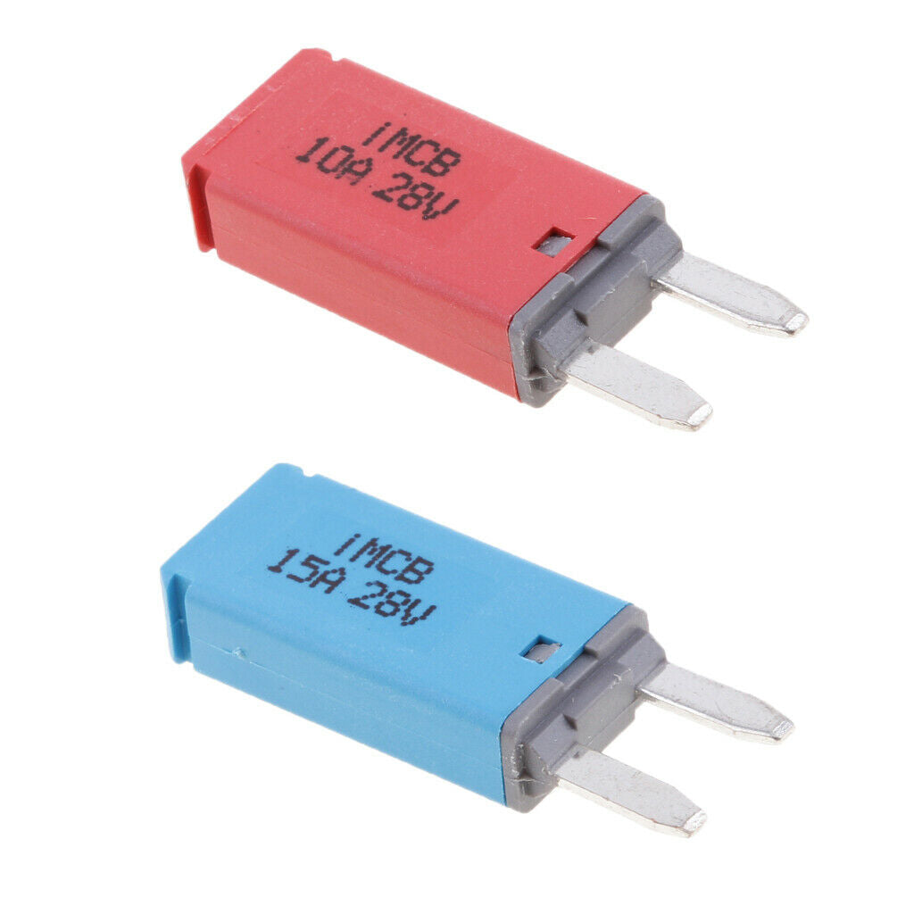 2 Pieces 15A+10A Car ATM Mini Blade Fuse Kit Circuit Breaker Manual Reset .