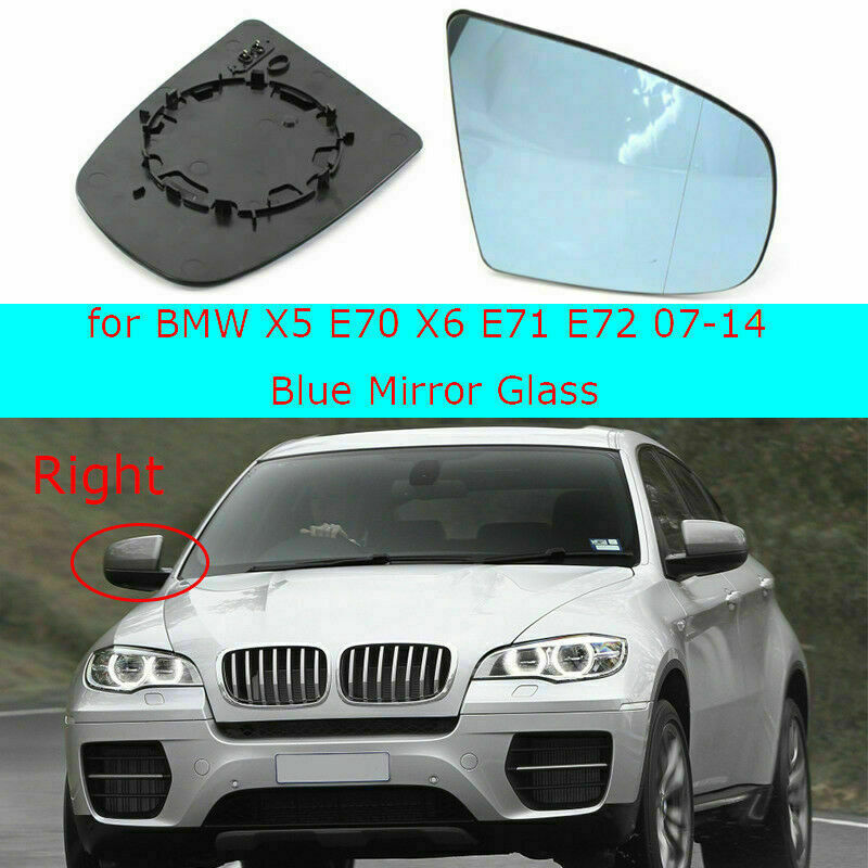 1Pc Right Side Wing Mirror Glass Blue Heated For BMW X5 X6 E70 E71 E72 2007-2013