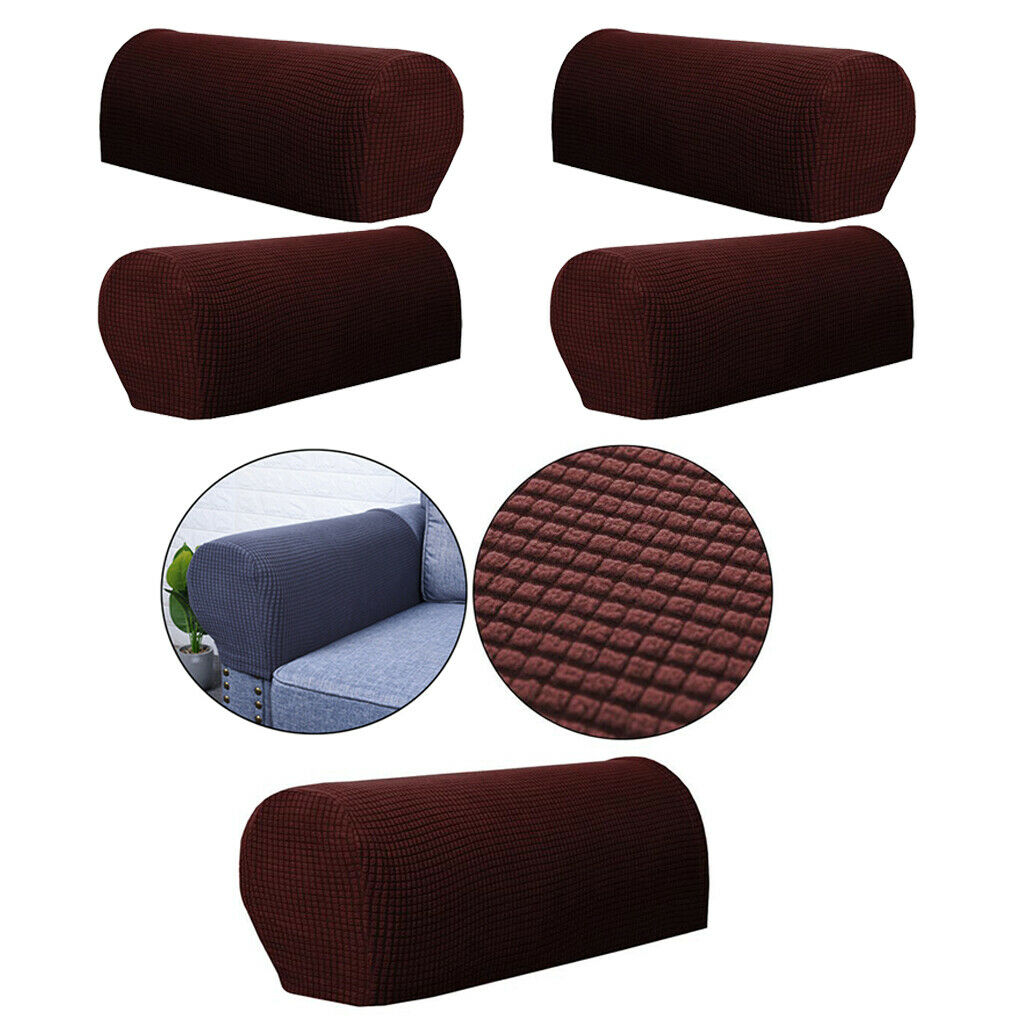 2 Pairs Stretch Sofa Cover, High Elastic Polyester Sofa Cover / Dark Coffee