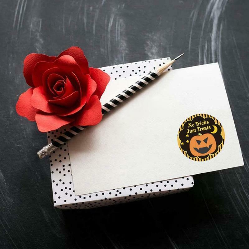 500 Pcs Round Halloween Label Stickers Pumpkin Present Package Decor Craft