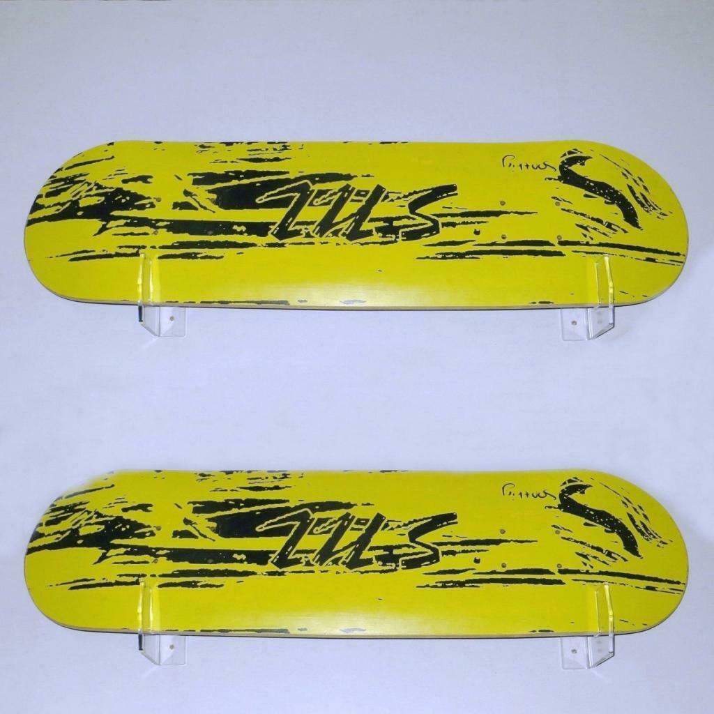 2pc Transparent Acrylic Skateboard Wall Display Bracket Rack Holder Storage