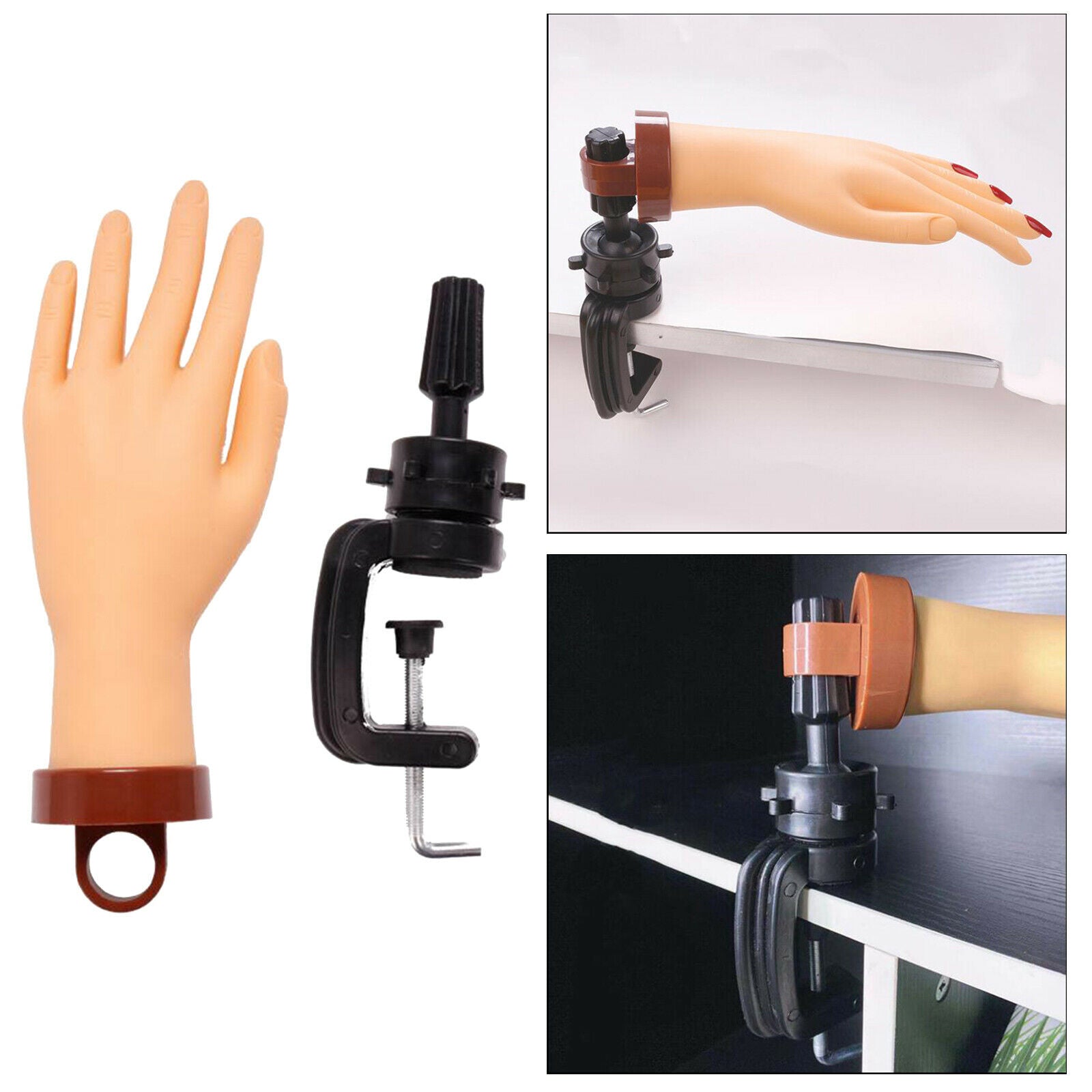 Left Lifesize Practice Hands Training Display Manicure Hand with Bracket