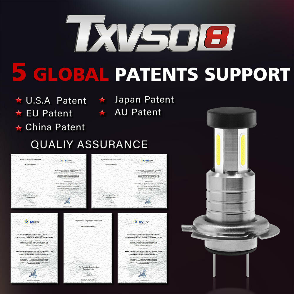 M7 MAX H7 6000K White 55W 13000LM Car LED Bulbs Headlights Set Kit