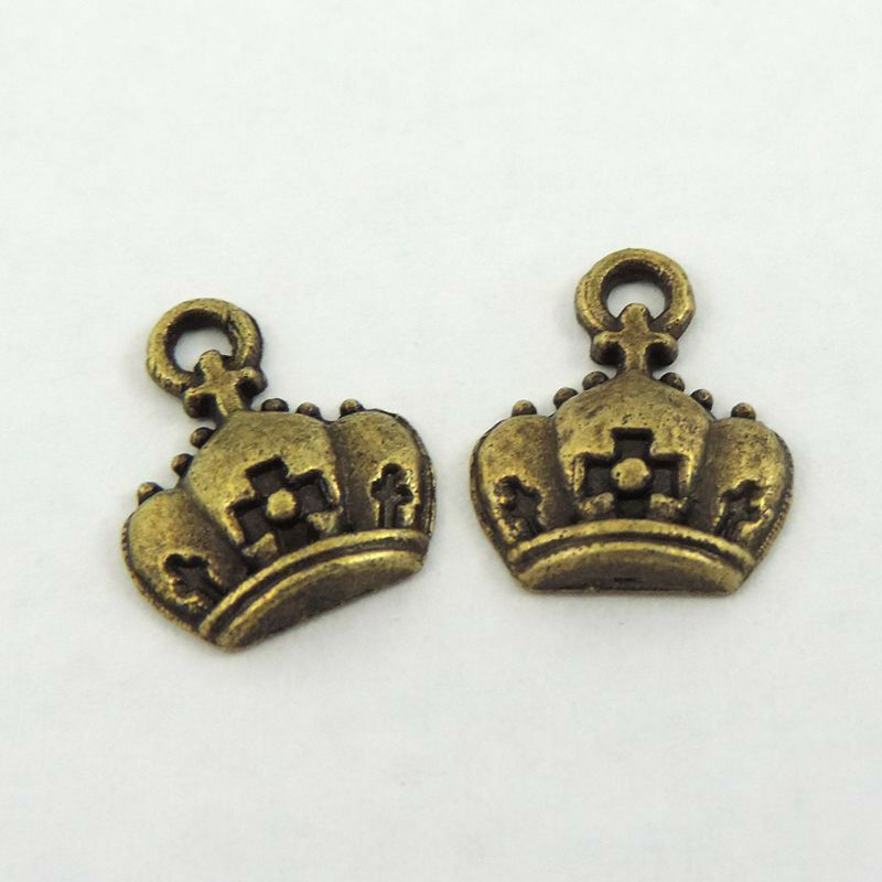 12x10x2mm Antiqued Bronze Alloy Mini Crown Charm Earring Pendant Findings 50 pcs