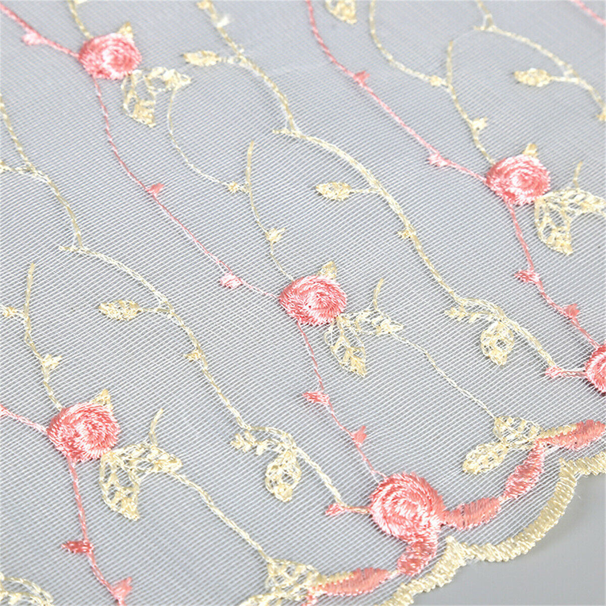 2 Yards Pink Embroidery Lace Dress Skirt DIY Trimming Sewing  Applique Trims