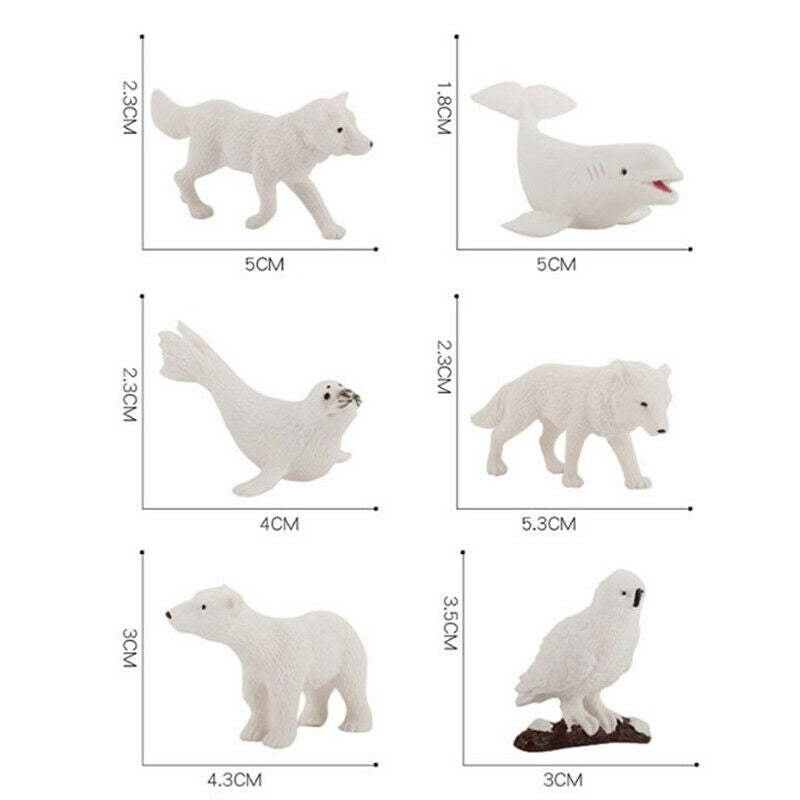 6PCS Mini Arctic Animals Penguins Polar Bear Action Figur.l8