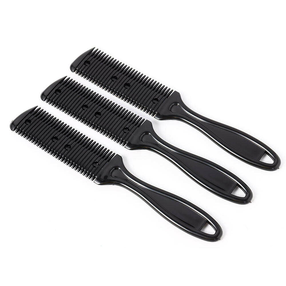 3Pcs DIY Hair Razor Cutting Thinning Home Trimmer Inside Blades Hair Comb UK