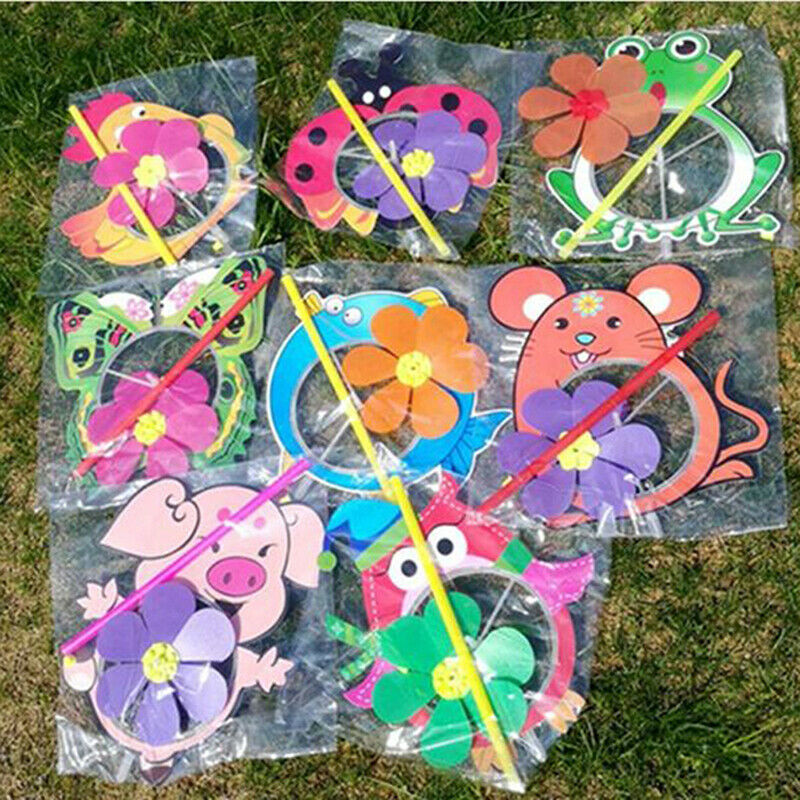 Lovely Cartoon Handmade Windmill Wind Spinner Kids Toys Yard Garden Decor.l8