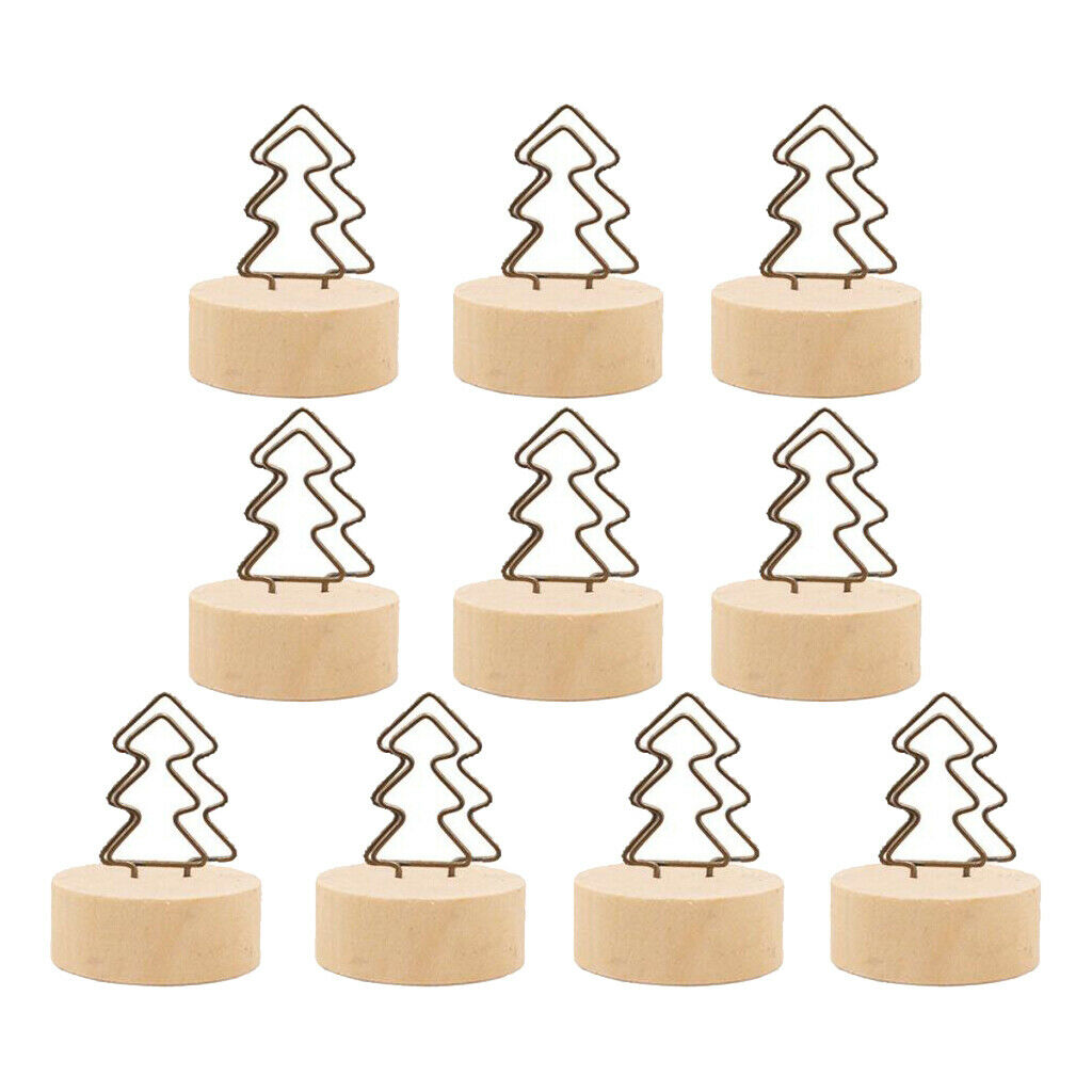 10x Wooden Base Wire Photo Clip Wedding Table Place Card Holder Tree