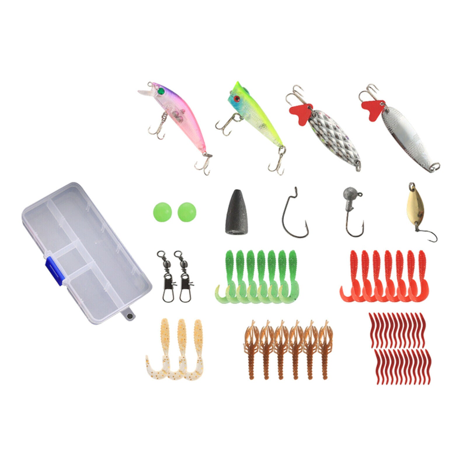 59 Fishing Lure Set Kit Spinnerbait Hooks Bass Fishing Lures Bait Tackle Boxs