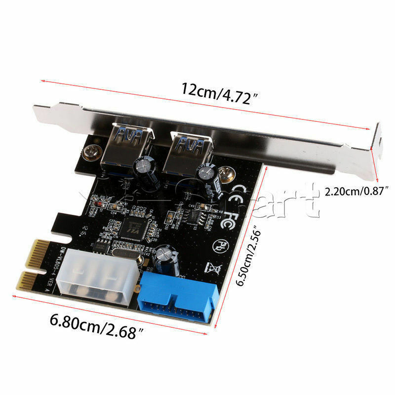 PCI 2Ports Exprimer USB 3.0 Panneau Avant + 4-Pin & 20 Broche ContrÃ´le Carte (B)