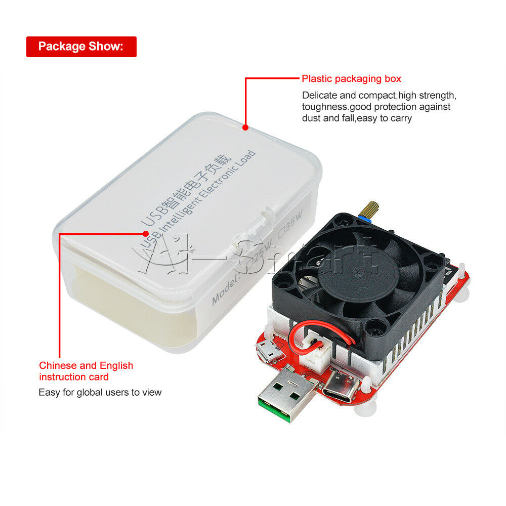 USB Type-C Intelligent Trigger Electronic Load DM35 Battery Test Volt Resistor