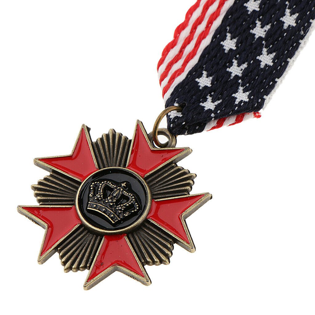6 Pieces Geometric Medal Pendant Badge Fabric Uniform Brooch