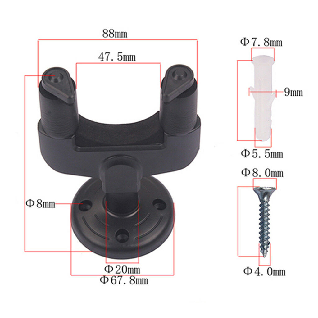 Padded Guitar Display Stand Wall Hanger Holder Bracket Hook for Bass - Black