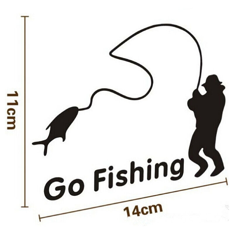 Interesting 1 Pcs Car Stickers Funny Go Fishing Black Decals 5.51"*4.33".l8