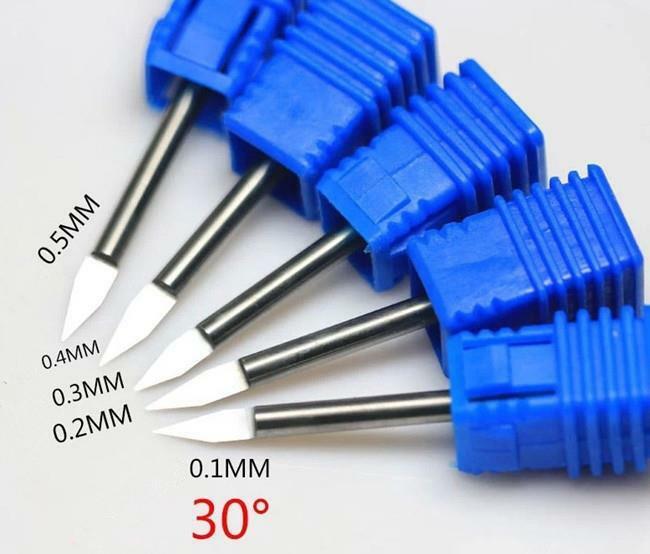 60Pcs CNC router Carbide PCB Engraving Bits 30° 0.1/0.2/0.3/0.5/0.8/1.0mm [M1]